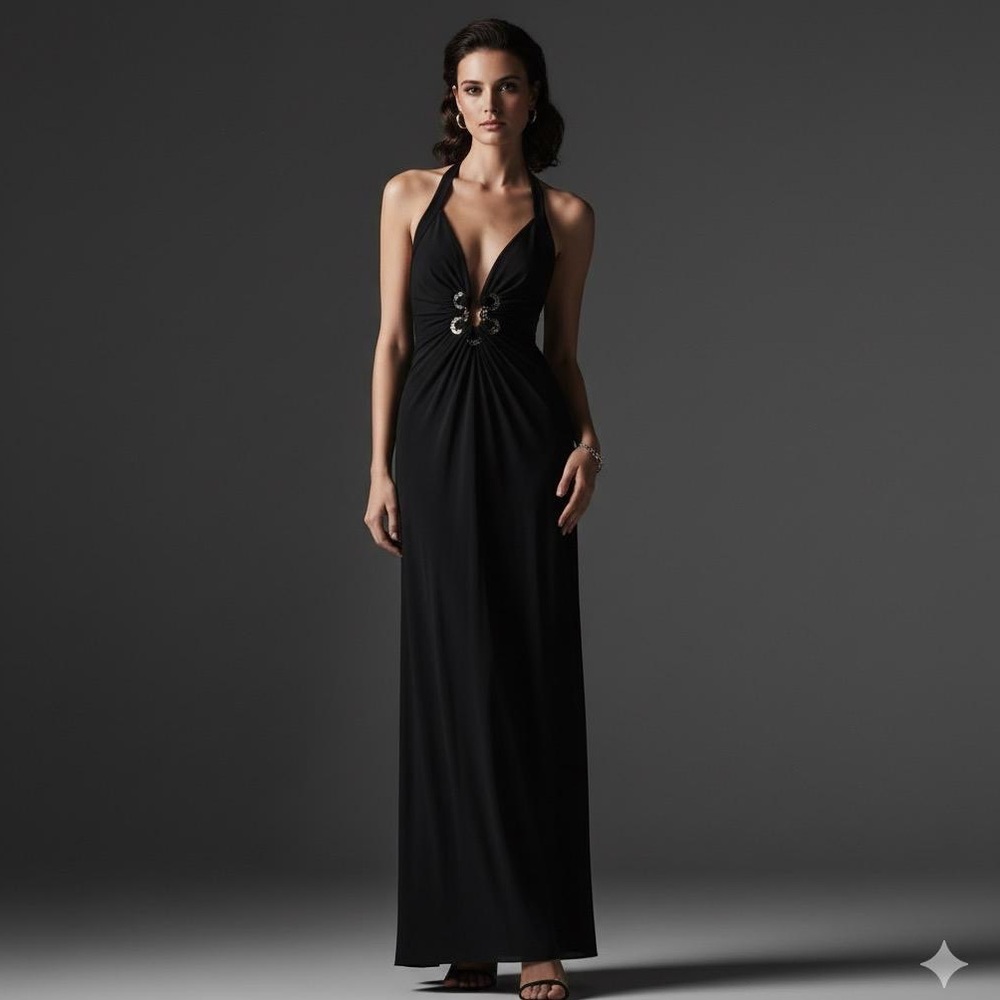 Roberto Cavalli Black Halter Gown RARE FIND A15
